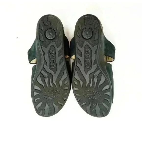 Ecco Womens Size 38 Leather Slip On Black  Strap Sandals Cork U - Picture 6 of 9